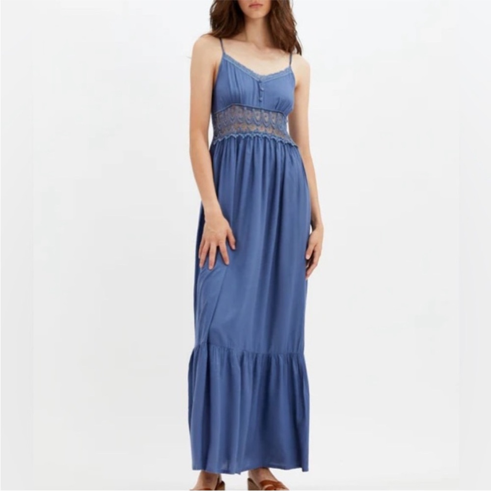 California Moonrise | Blue Spaghetti Strap Sundress | L